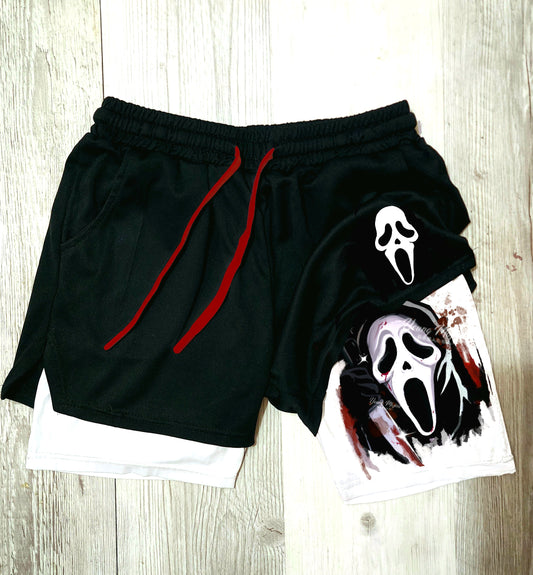 Ghost Face " Red Halloween" Gym Shorts